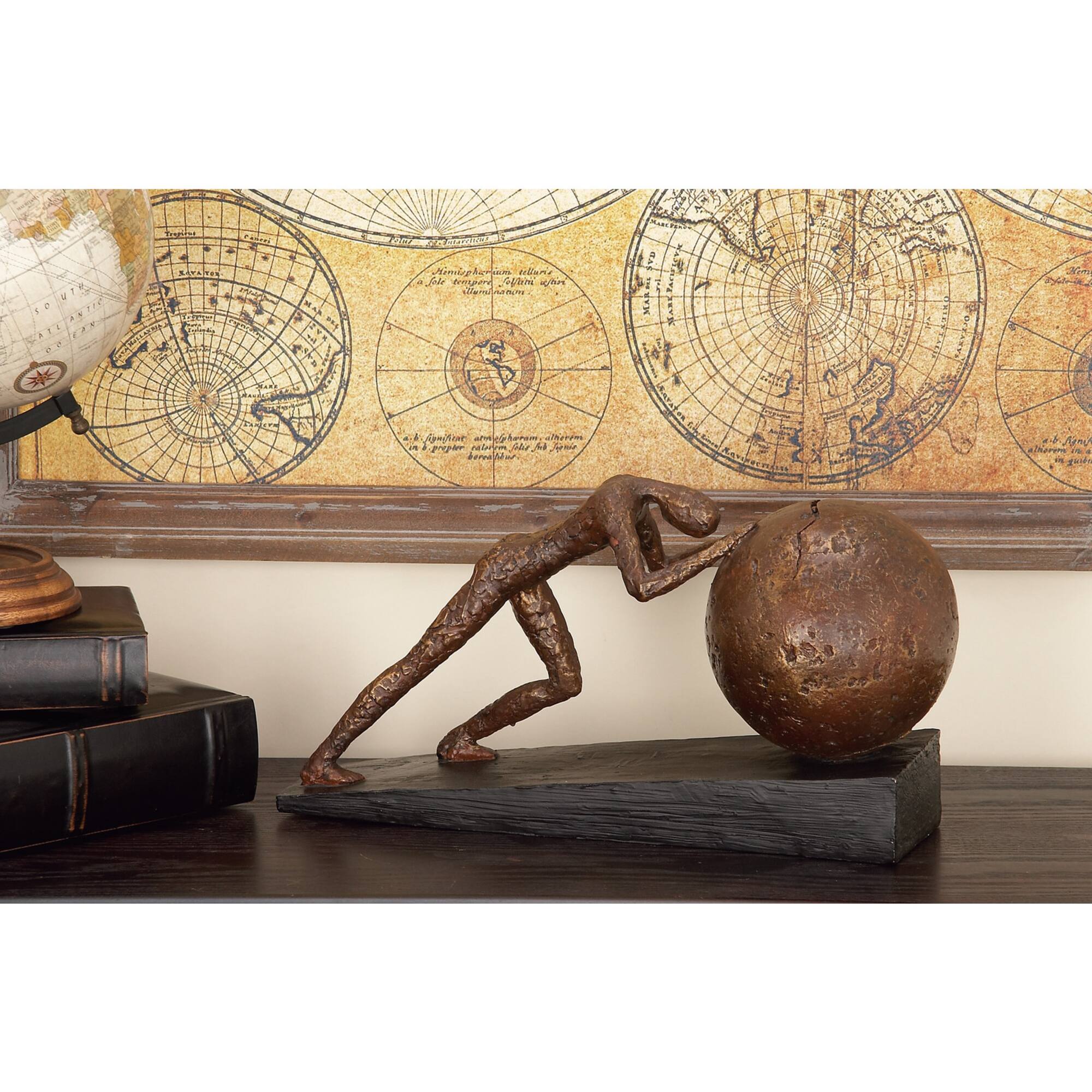 15" Brown Sisyphus Abstract Human Figurine Sculpture